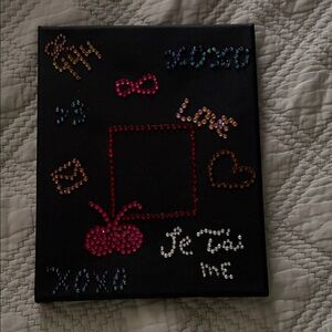 Decorative Black Canvas with Colorful Rhinestones